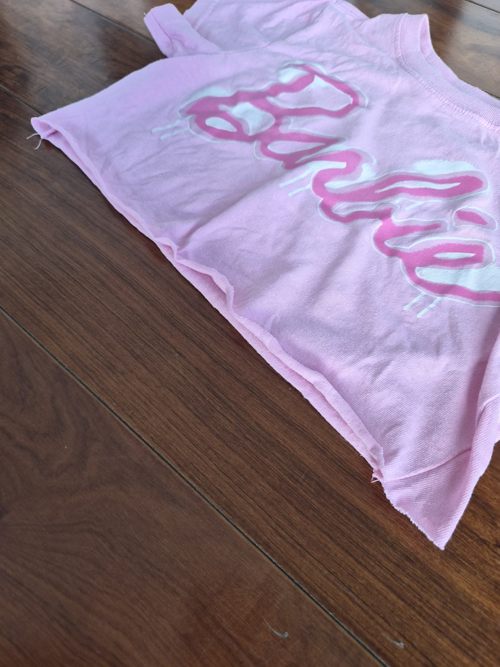 Barbie Pink Graphic Cropped Tee | Custom Raw Hem Top (Fits XS) - Picture 4 of 16